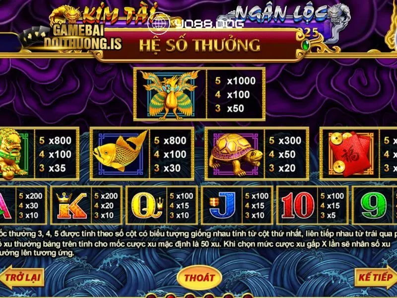 Hệ số thưởng hấp dẫn trong game nổ hũ Ngũ Long