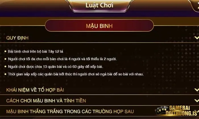 Luật chơi bài mậu binh Zowin chi tiết