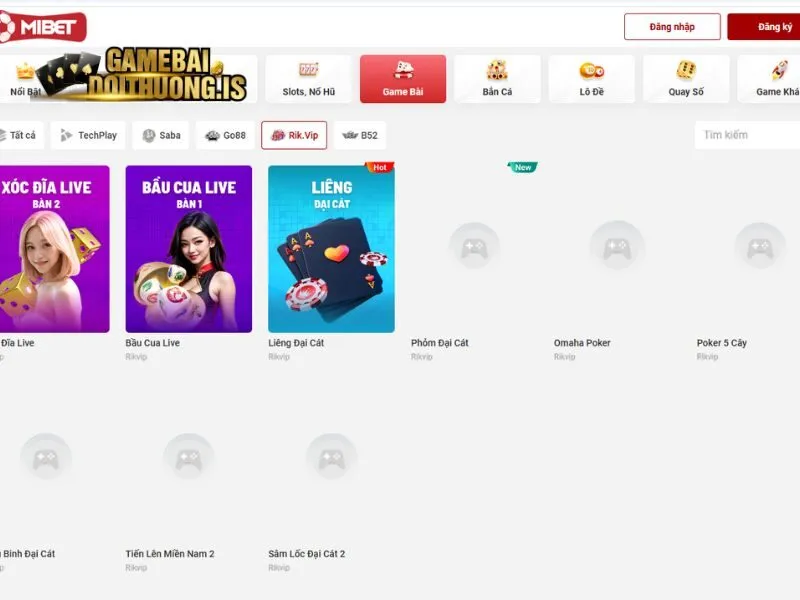 Nhiều trò chơi bài hay có mặt trên sảnh MIBET