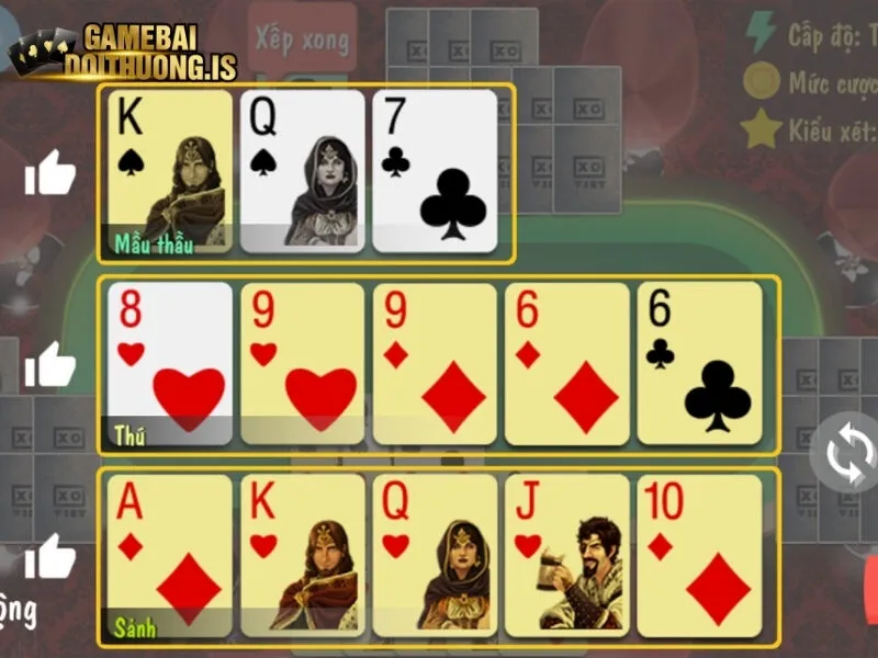 Quy định khi xếp các lá bài 