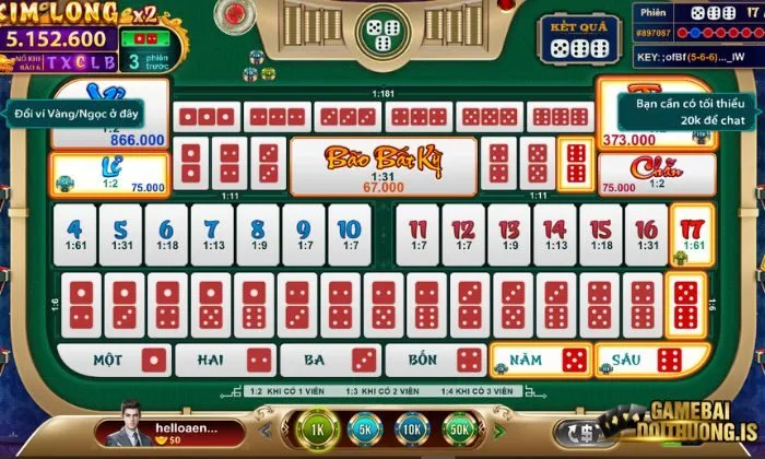 Bàn chơi Sicbo iwinclub