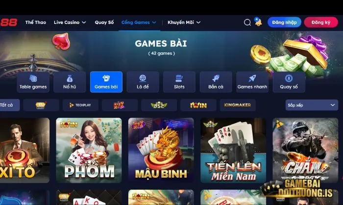 Kho game bài đa dạng phù hợp với sở thích của bet thủ