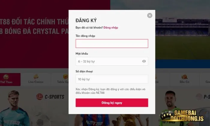 Các thao tác đăng ký net88 đơn giản